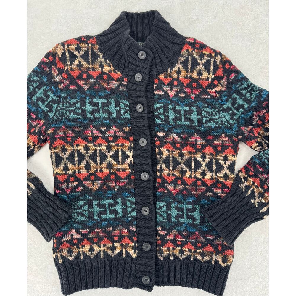 Peruvian Connection 100% Wool Black Multi Sweater… - image 5
